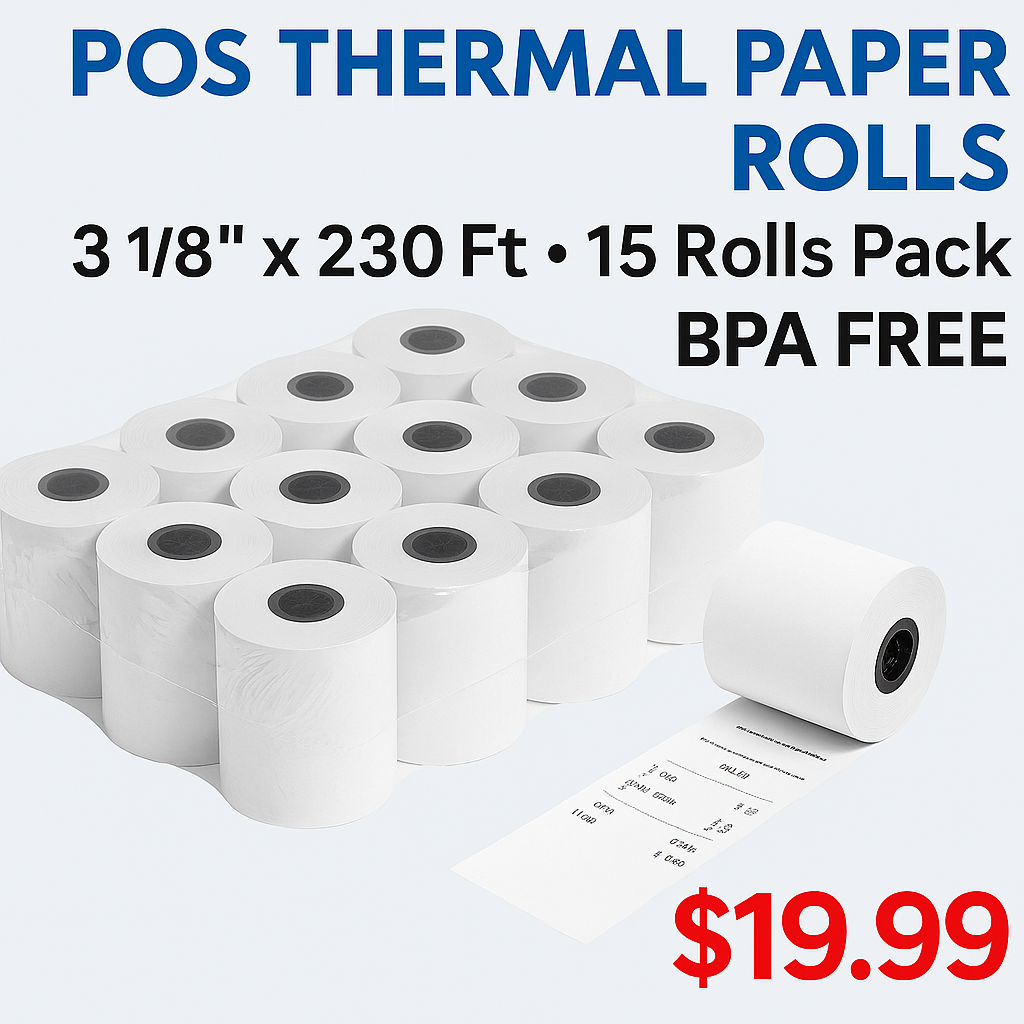 POS Thermal Paper Rolls 3 1/8 x 230 Ft